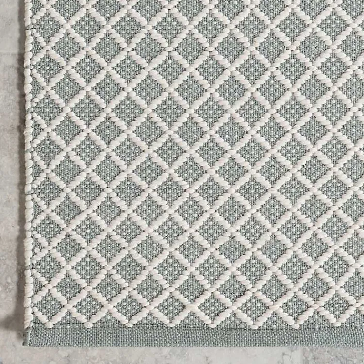 Area Rugs-Kirklands Home Blue & White Trellis Indoor/Outdoor Rug, 4x6