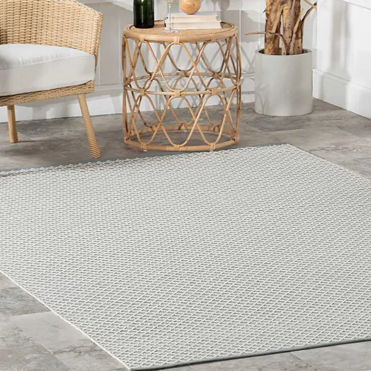 Area Rugs-Kirklands Home Blue & White Trellis Indoor/Outdoor Rug, 4x6