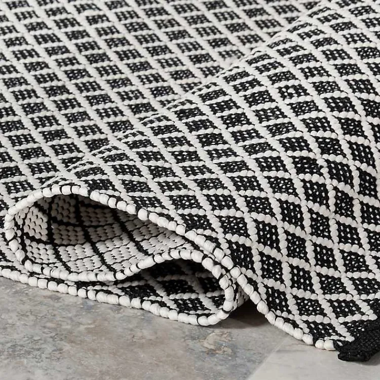 Area Rugs-Kirklands Home Black & White Trellis Indoor/Outdoor Rug, 5x8