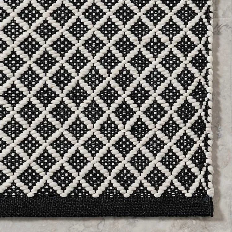 Area Rugs-Kirklands Home Black & White Trellis Indoor/Outdoor Rug, 6x9