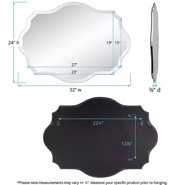 Decorative Mirrors-Kirklands Home Scalloped Rectangular Frameless Wall Mirror
