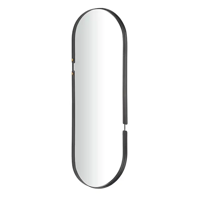 Decorative Mirrors-Kirklands Home Black Cut Metal Gold Accents Oblong Wall Mirror