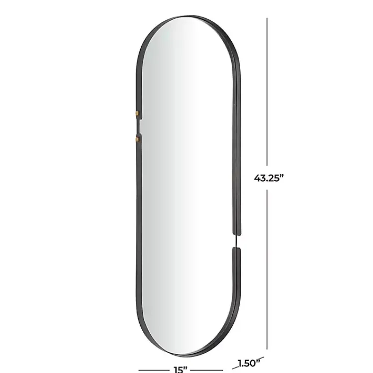 Decorative Mirrors-Kirklands Home Black Cut Metal Gold Accents Oblong Wall Mirror