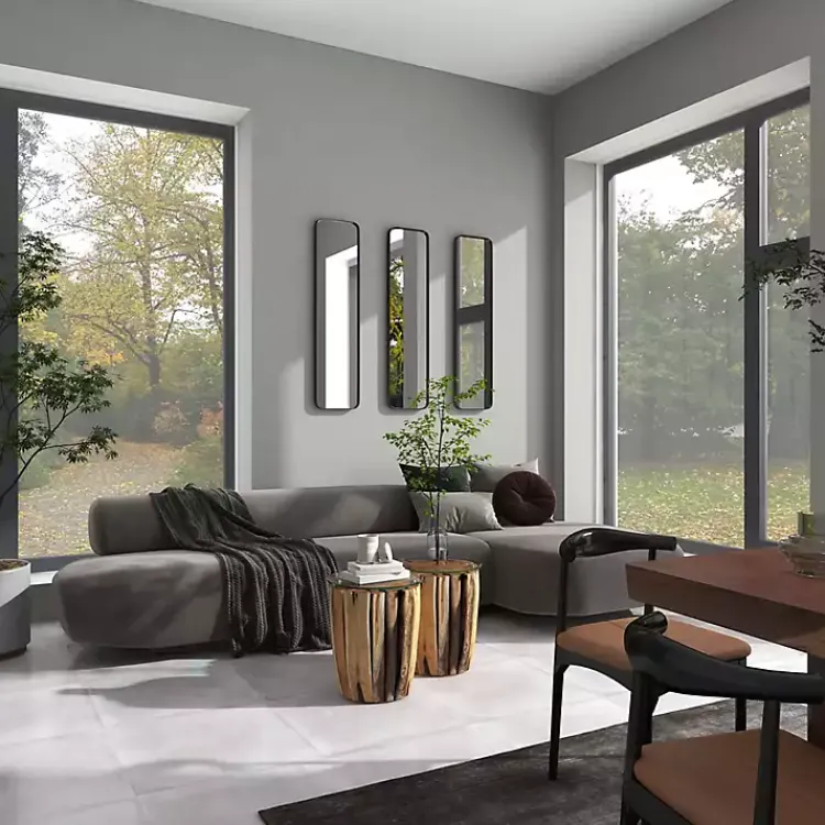 Framed Mirrors-Kirklands Home Rectangle Beveled Wall Mirror Black