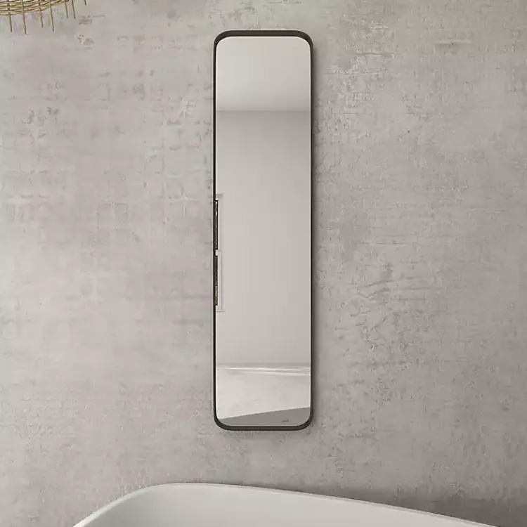 Framed Mirrors-Kirklands Home Rectangle Beveled Wall Mirror Black