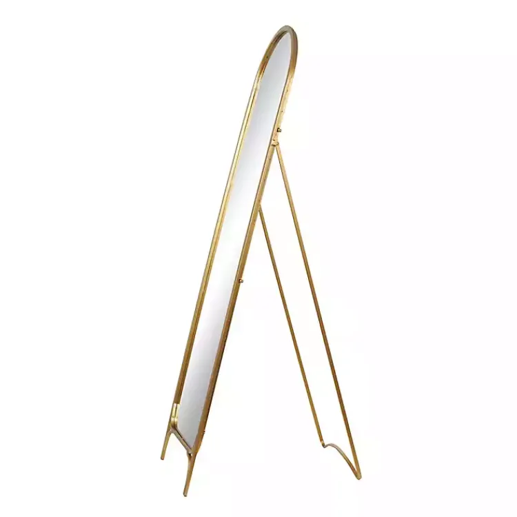 Full Length & Floor Mirrors-Kirklands Home Gold Metal Arch Leaner Mirror