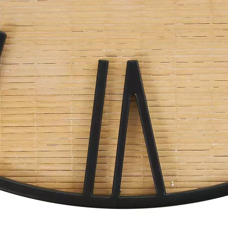 Clocks-Kirklands Home Black Metal Natural Wood Wall Clock