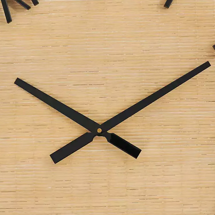 Clocks-Kirklands Home Black Metal Natural Wood Wall Clock