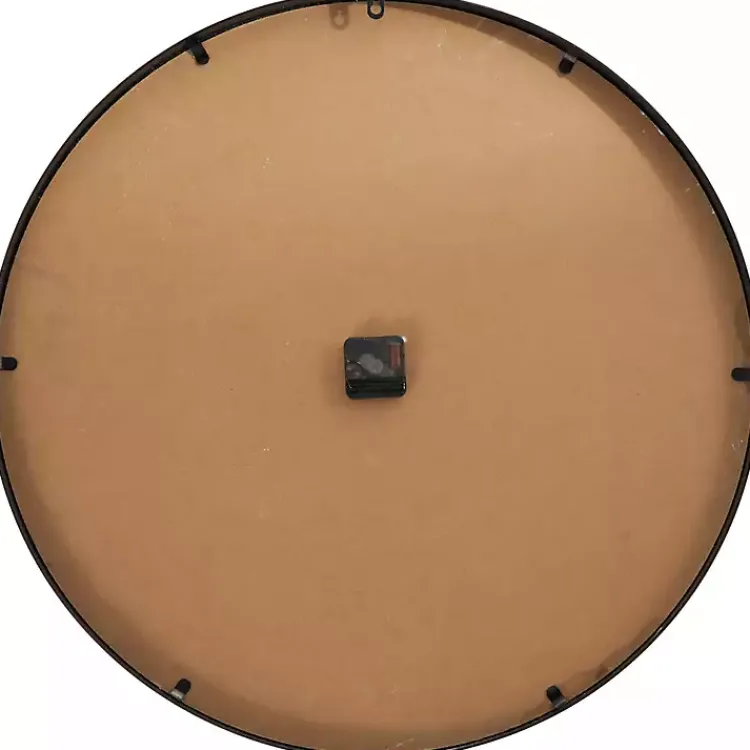 Clocks-Kirklands Home Black Metal Natural Wood Wall Clock