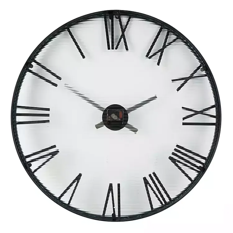 Clocks-Kirklands Home Black Metal Clear Glass Wall Clock