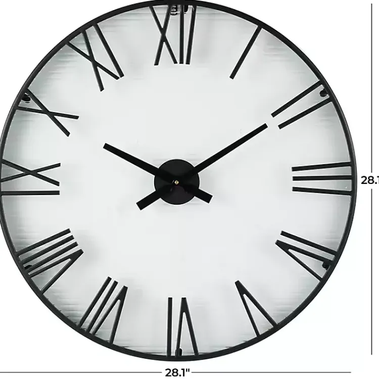 Clocks-Kirklands Home Black Metal Clear Glass Wall Clock