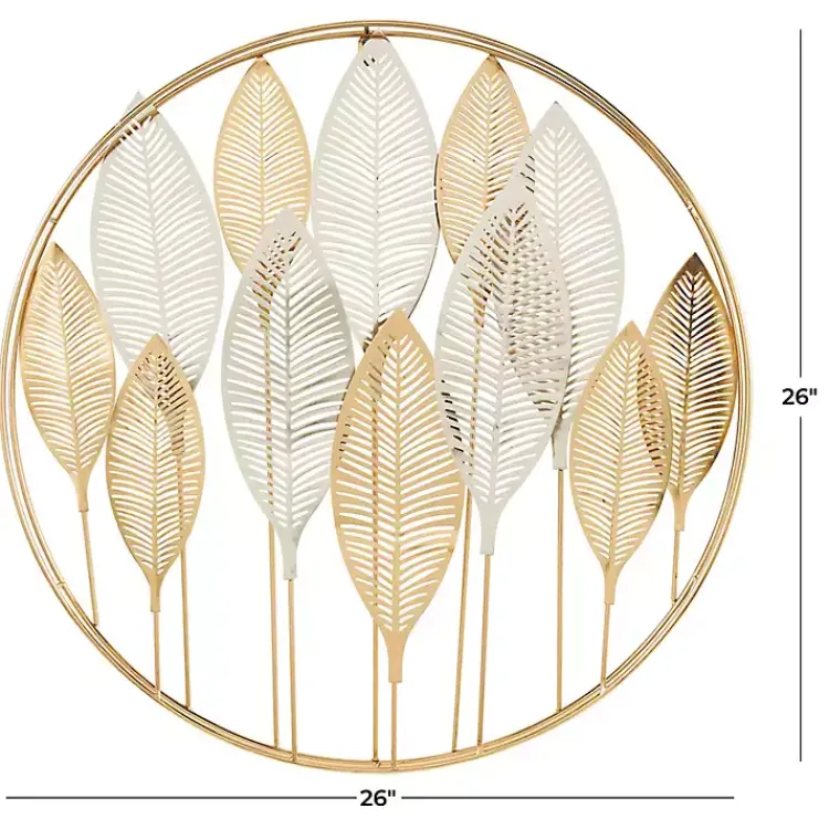 Wall Plaques-Kirklands Home Metallic Gold and Silver Layered Leaf Wall Plaque