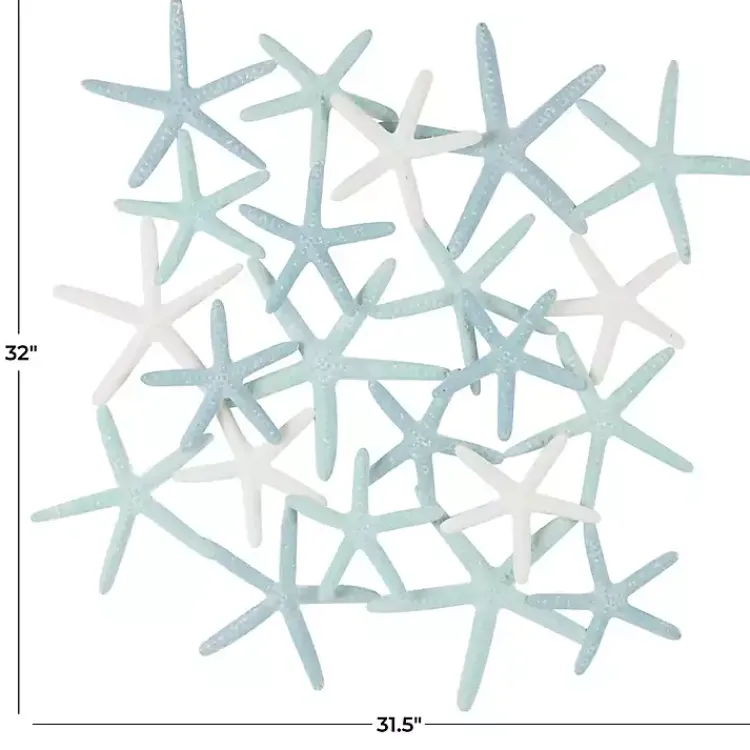 Wall Plaques-Kirklands Home Light Blue Metal Overlapping Starfish Wall Plaque