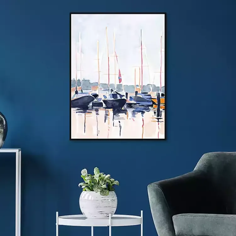 Canvas Art-Kirklands Home Watercolor Boat Club Framed Canvas Art Print