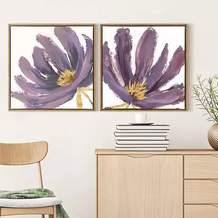 Canvas Art-Kirklands Home Pairs Framed Canvas Art Prints, Set of 2 Purple