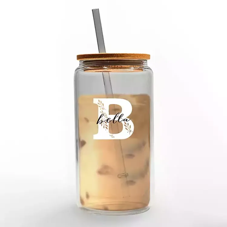 Monogram Kitchen Decor-Kirklands Home Personalized Monogram B Floral Glass Cup