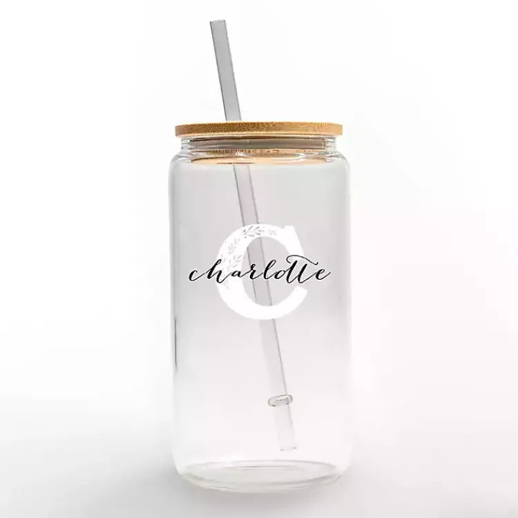 Monogram Kitchen Decor-Kirklands Home Personalized Monogram C Floral Glass Cup