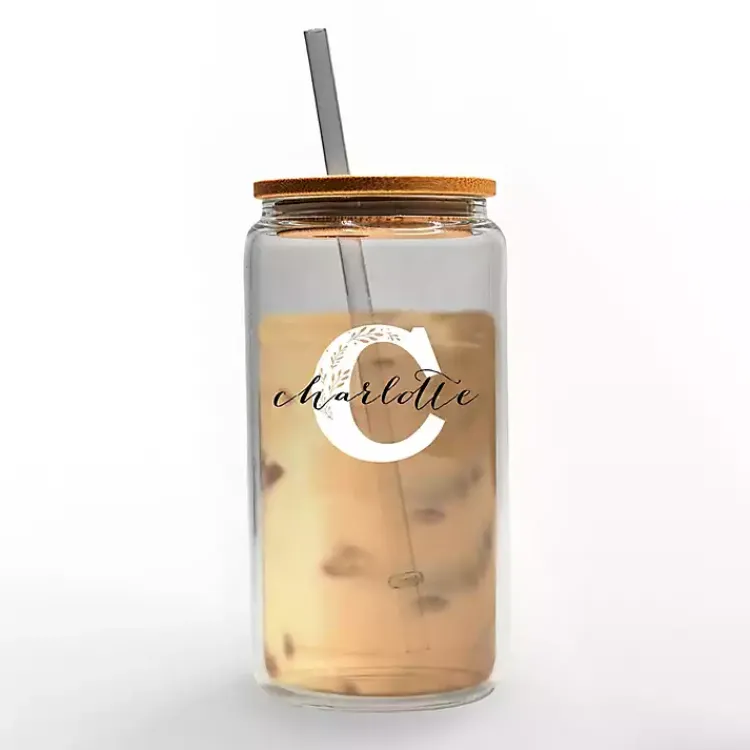 Monogram Kitchen Decor-Kirklands Home Personalized Monogram C Floral Glass Cup