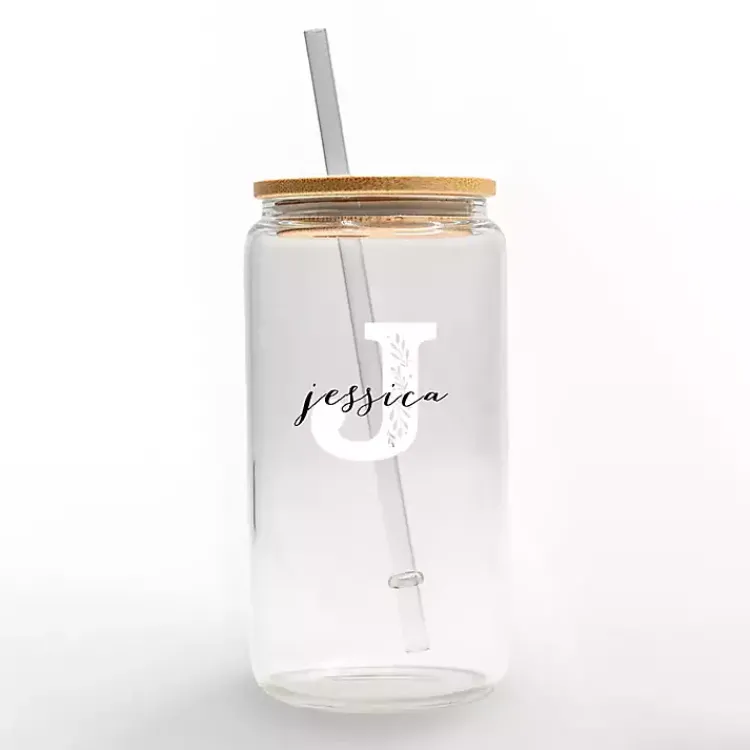 Monogram Kitchen Decor-Kirklands Home Personalized Monogram J Floral Glass Cup