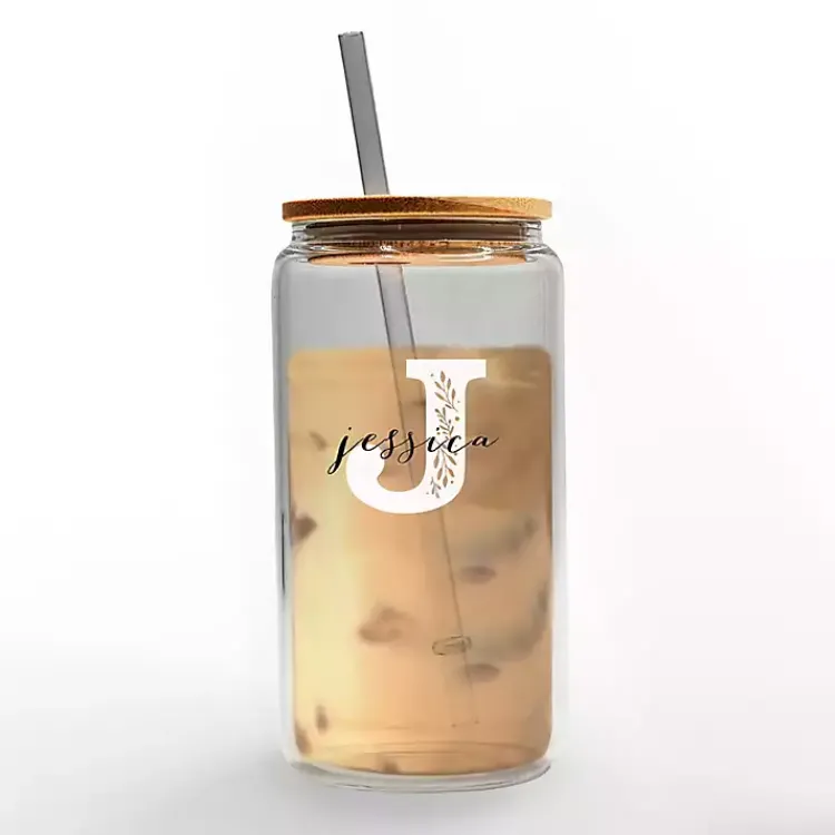 Monogram Kitchen Decor-Kirklands Home Personalized Monogram J Floral Glass Cup