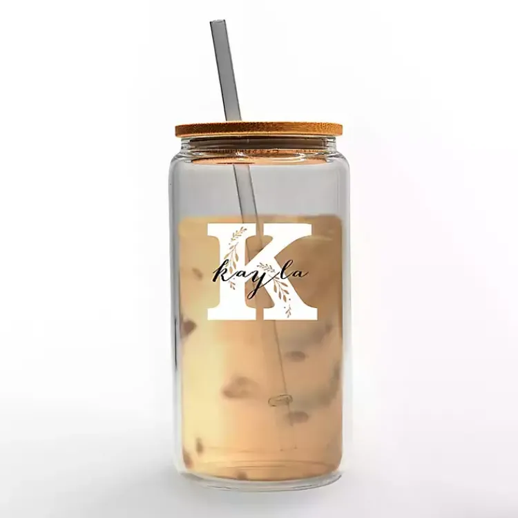 Monogram Kitchen Decor-Kirklands Home Personalized Monogram K Floral Glass Cup