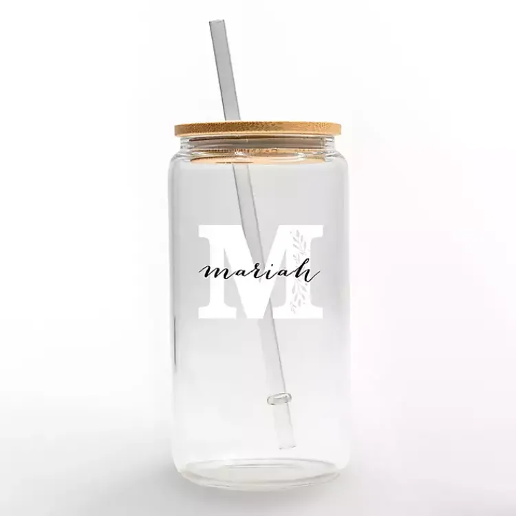 Monogram Kitchen Decor-Kirklands Home Personalized Monogram M Floral Glass Cup