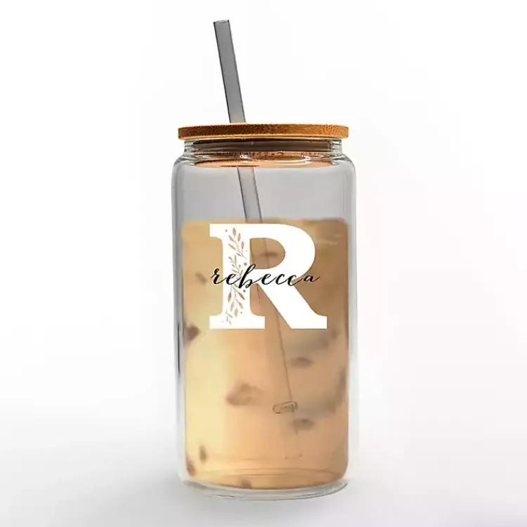 Monogram Kitchen Decor-Kirklands Home Personalized Monogram R Floral Glass Cup