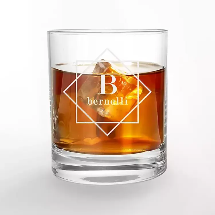 Glassware & Drinkware-Kirklands Home Personalized Diamond Whiskey Glasses, Set of 2