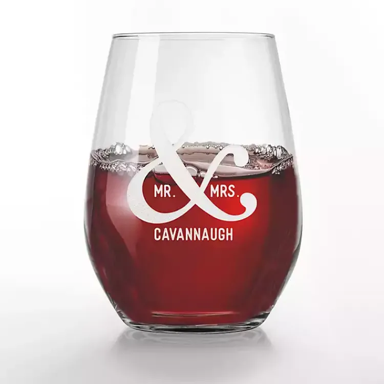 Glassware & Drinkware-Kirklands Home Personalized Mr. & Mrs. Wine Glasses, Set of 2
