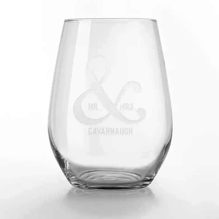 Glassware & Drinkware-Kirklands Home Personalized Mr. & Mrs. Wine Glasses, Set of 2