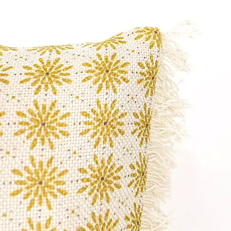 Outdoor Cushions & Pillows-Kirklands Home Mustard Boho Floral Indoor/Outdoor Pillow