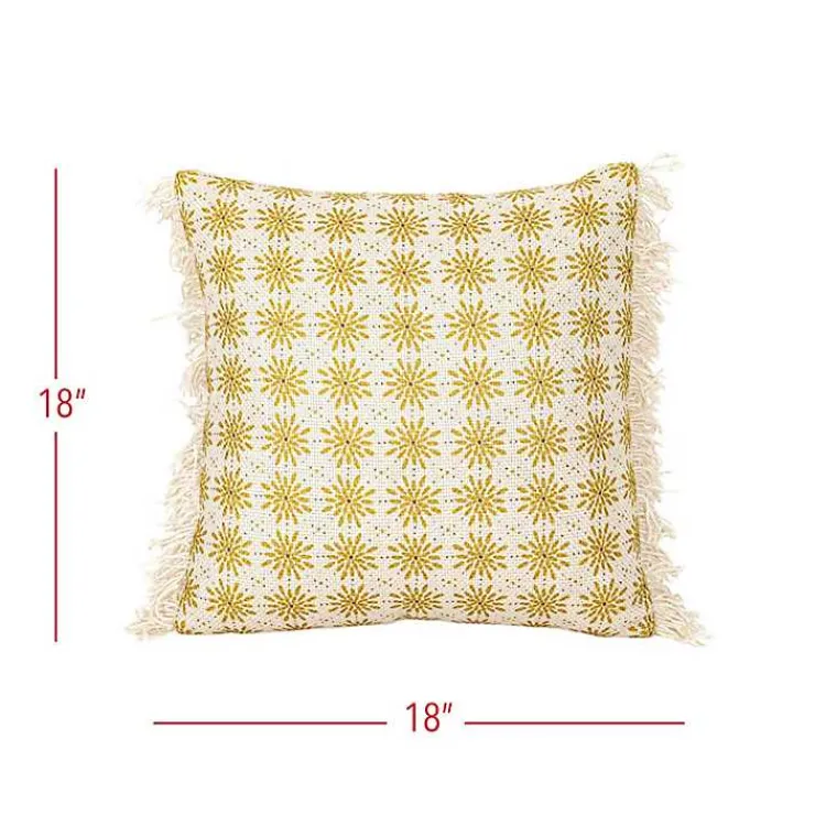 Outdoor Cushions & Pillows-Kirklands Home Mustard Boho Floral Indoor/Outdoor Pillow