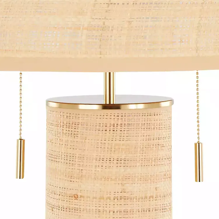 Table Lamps-Kirklands Home Natural Rattan and Gold Metal Table Lamp