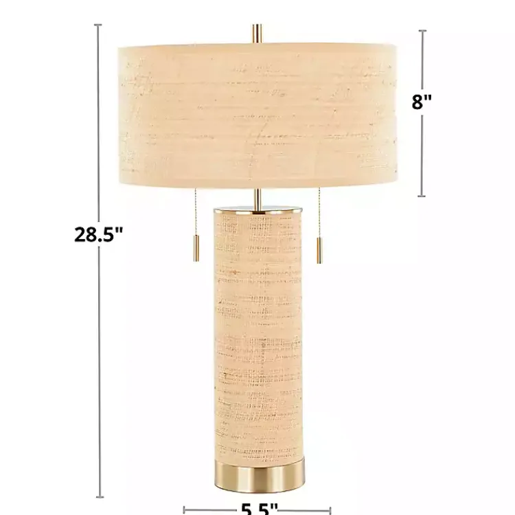 Table Lamps-Kirklands Home Natural Rattan and Gold Metal Table Lamp