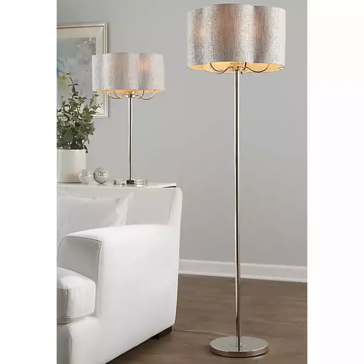 Table Lamps-Kirklands Home Silver Metal Lila Table Lamp