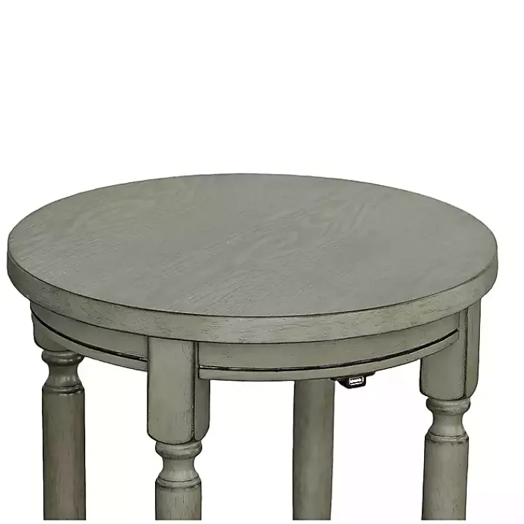 Accent & End Tables-Kirklands Home Round Charging Accent Table Gray