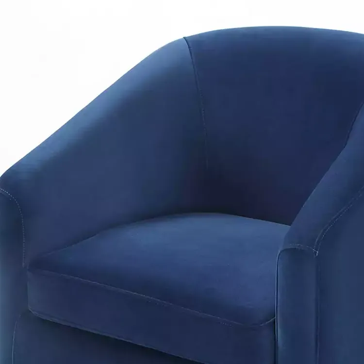 Accent Chairs-Kirklands Home Indigo Velvet Swivel Barrel Accent Chair Blue