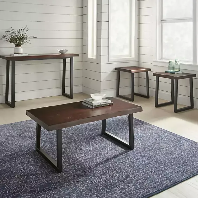 Coffee Tables-Kirklands Home Cherry Live Edge Wood Coffee Table Black