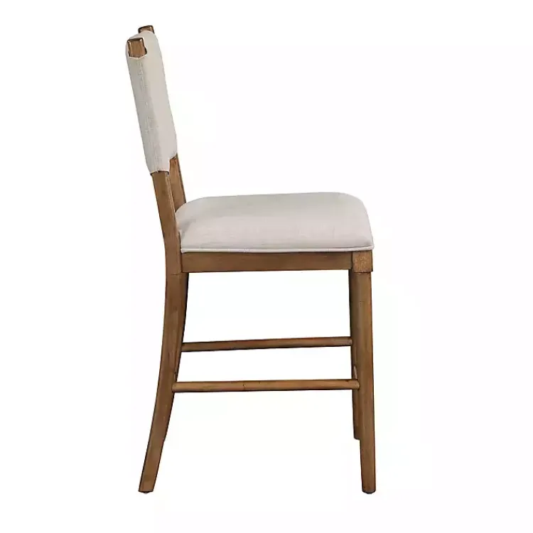 Bar Stools & Counter Height Stools-Kirklands Home Oslo Cream Upholstered Counter Stools, Set of 2 Ivory