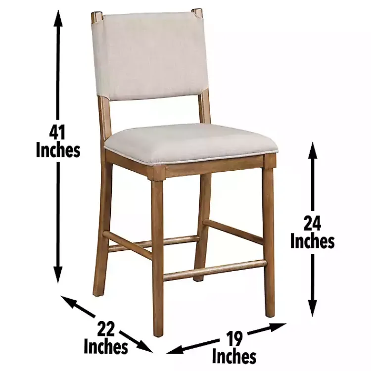 Bar Stools & Counter Height Stools-Kirklands Home Oslo Cream Upholstered Counter Stools, Set of 2 Ivory