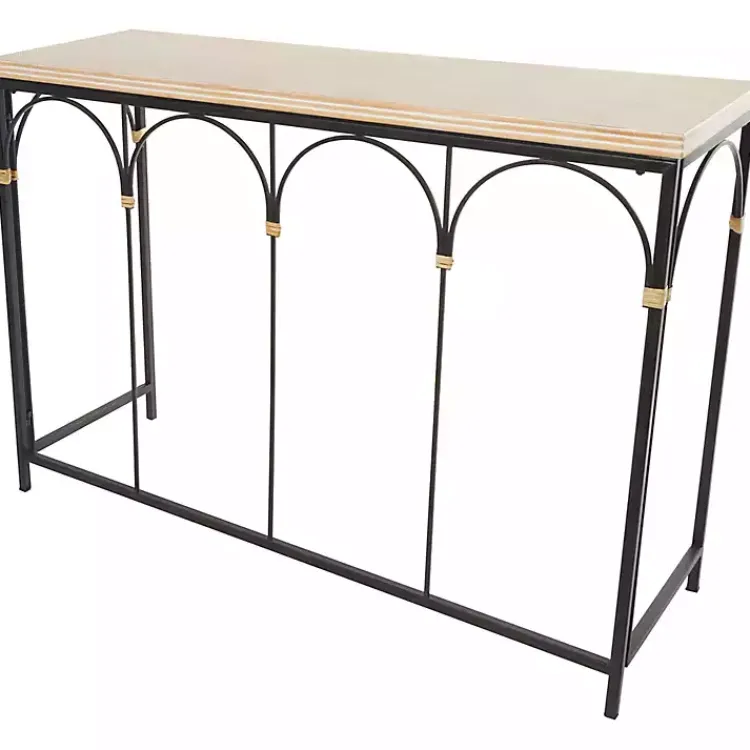 Console Tables-Kirklands Home Wood and Metal Arches Console Table