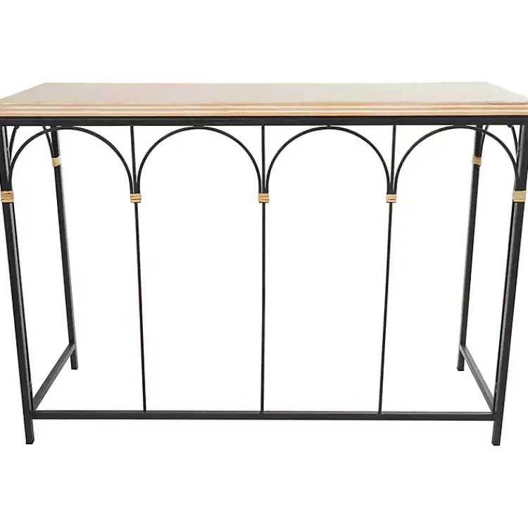 Console Tables-Kirklands Home Wood and Metal Arches Console Table