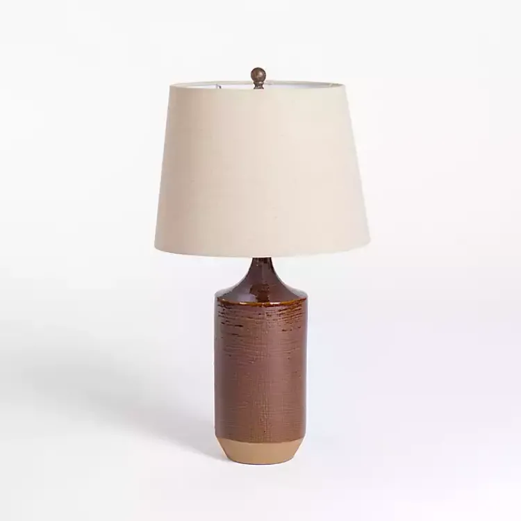 Table Lamps-Kirklands Home Brown Two Tone Ceramic Table Lamp Tan