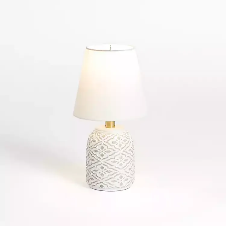 Table Lamps-Kirklands Home washed Fleur Table Lamp White