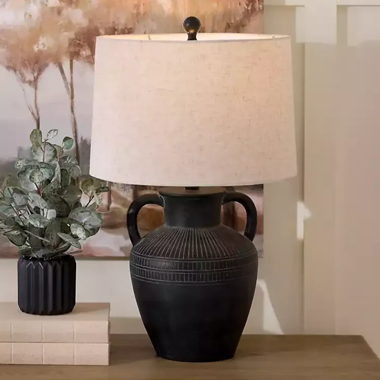 Table Lamps-Kirklands Home Black Antique Jug Table Lamp with Handles White