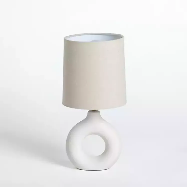 Table Lamps-Kirklands Home Ceramic Open Circle Mini Lamp White