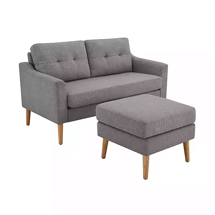 Sofas & Loveseats-Kirklands Home Charcoal 2-pc. Loveseat & Ottoman Set Gray