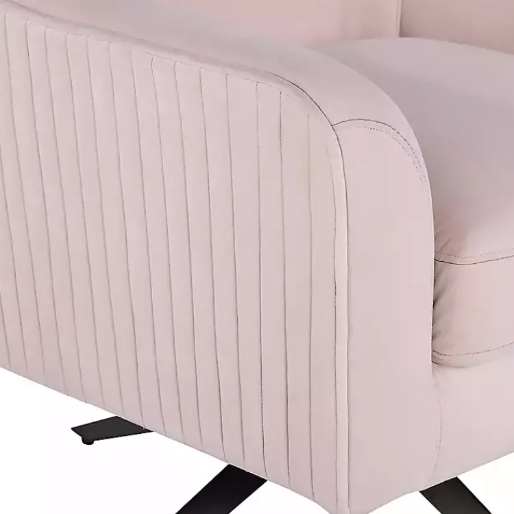 Accent Chairs-Kirklands Home Blush Velvet Swivel Accent Chair Pink