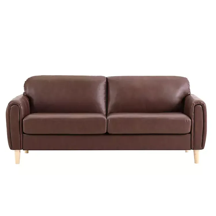 Sofas & Loveseats-Kirklands Home Faux Leather Lyon Sofa Brown