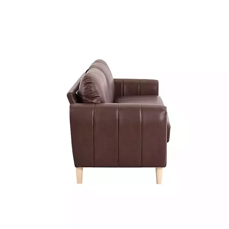 Sofas & Loveseats-Kirklands Home Faux Leather Lyon Sofa Brown